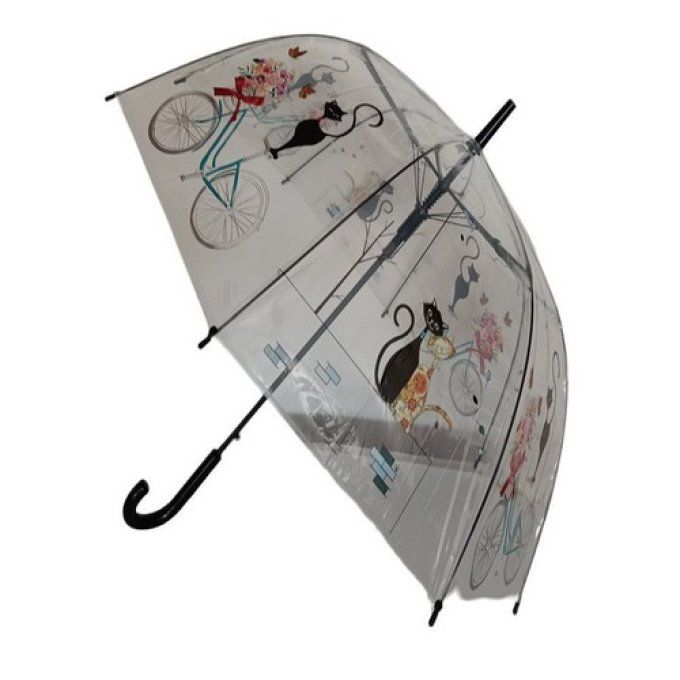 Parapluie cloche transparent chats  amoureux ou à velo