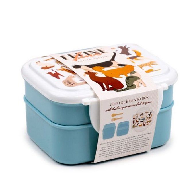 Boite Repas Bento Compartimentée avec couverts - Feline Fine Cats