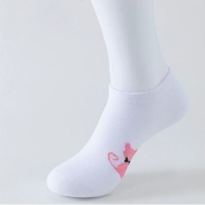 Chaussettes chat rose et blanc