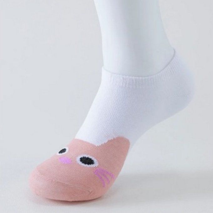 Chaussettes chat rose et blanc