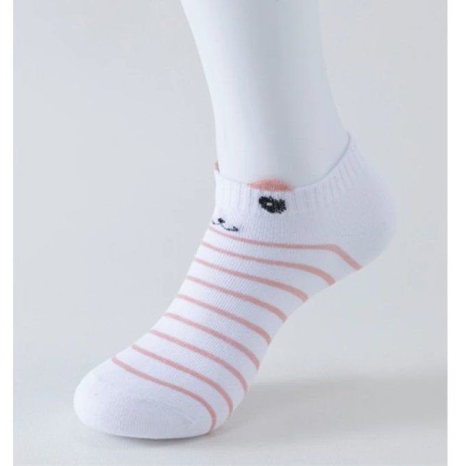 Chaussettes chat rose et blanc