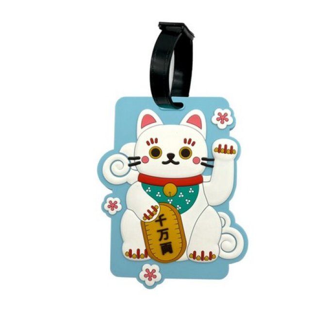 Etiquette à Bagage PVC - Maneki Neko Chat Porte Bonheur