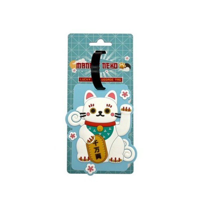 Etiquette à Bagage PVC - Maneki Neko Chat Porte Bonheur