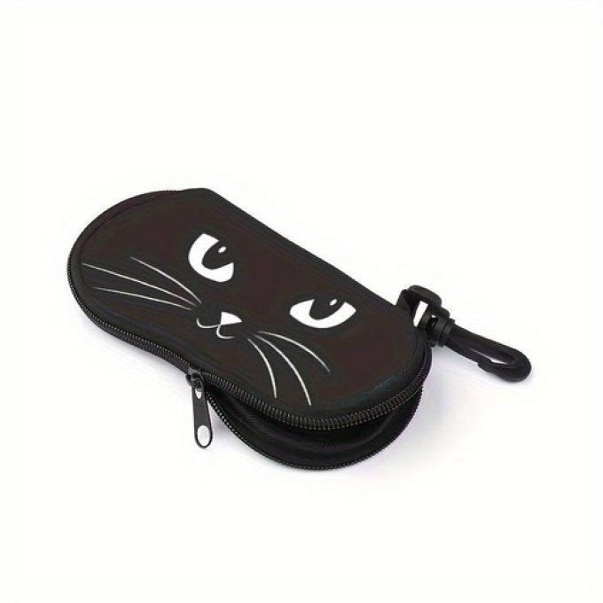 Etui souple à lunettes regard de chat noir.