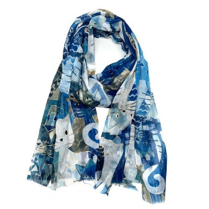 Foulard imprimé chat avec dorure