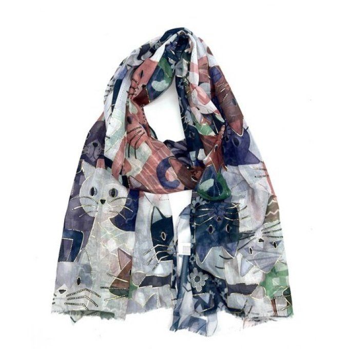 Foulard imprimé chat avec dorure