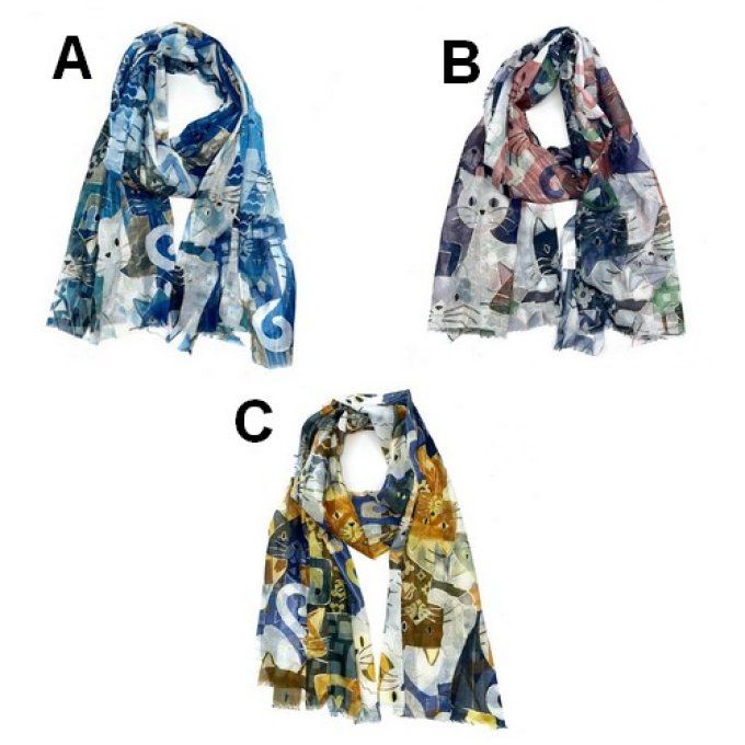 Foulard imprimé chat avec dorure