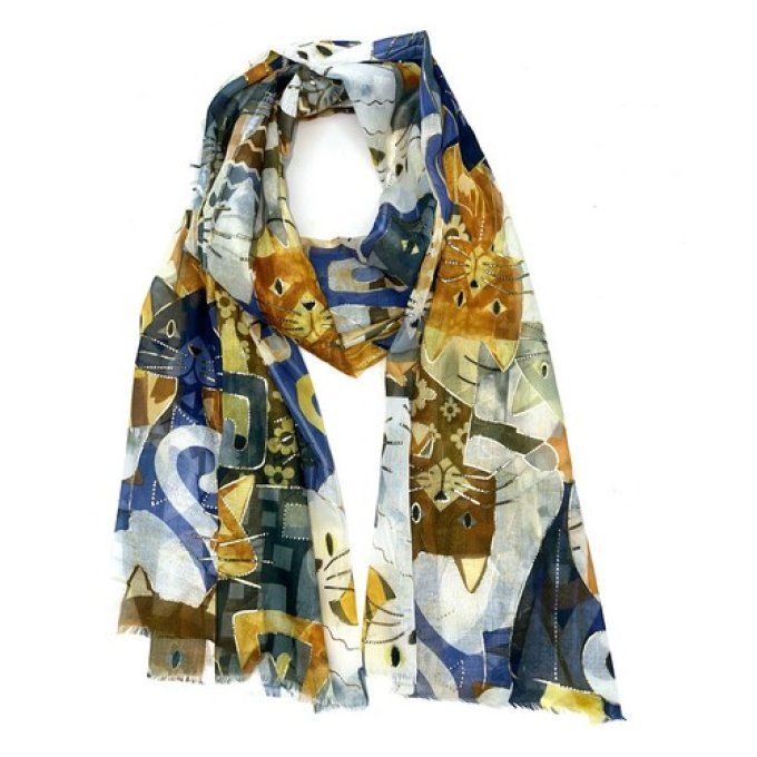 Foulard imprimé chat avec dorure