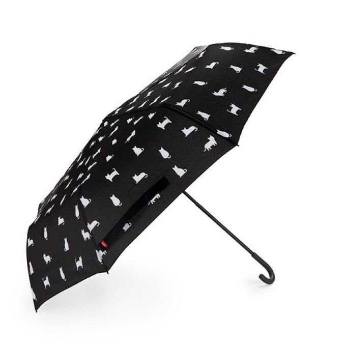 Parapluie pliant avec housse chat noir