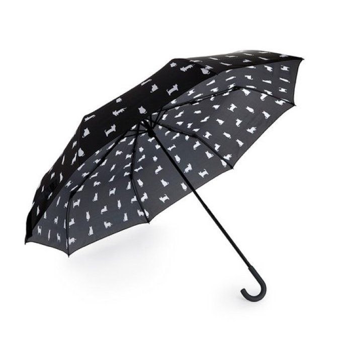 Parapluie pliant avec housse chat noir