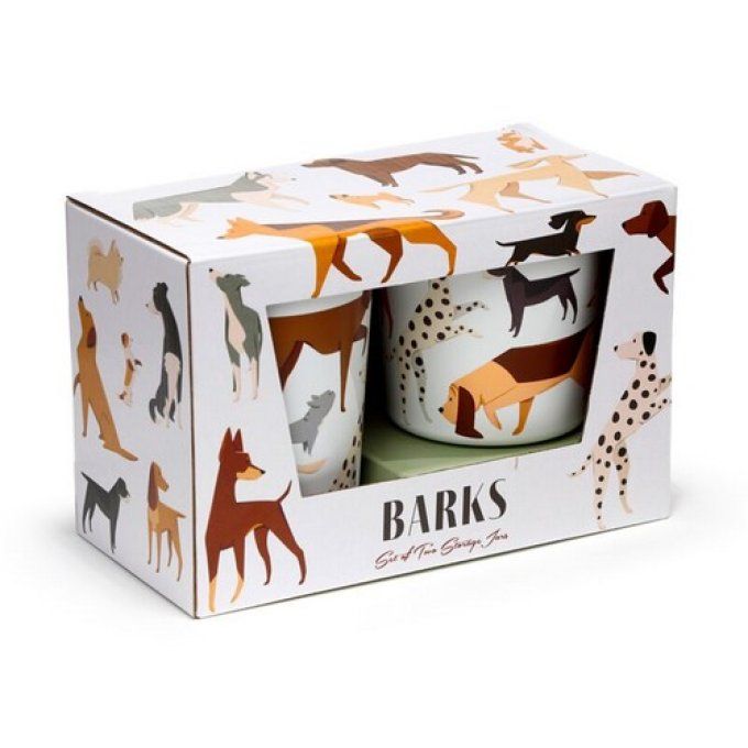 Lot de 2 Pots de Rangement Recyclés Wild Stag S/M Bark - Chien