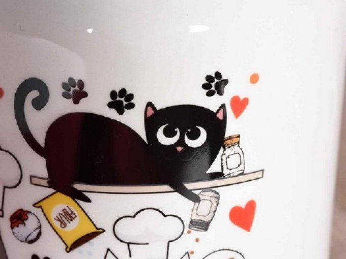 Pot alimentaire en céramique chat design  "Funny Cats" 