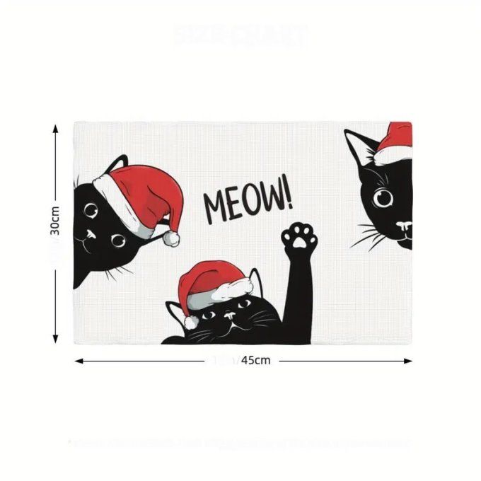 Set de table chat noir de noel 