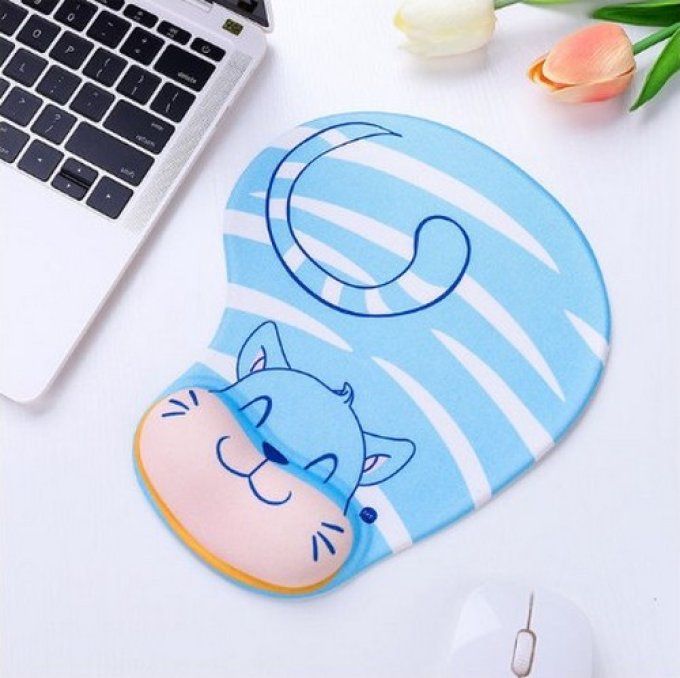 Clavier Repose-poignet et tapis de souris Set Cat Paw Design Bleu ou Rose