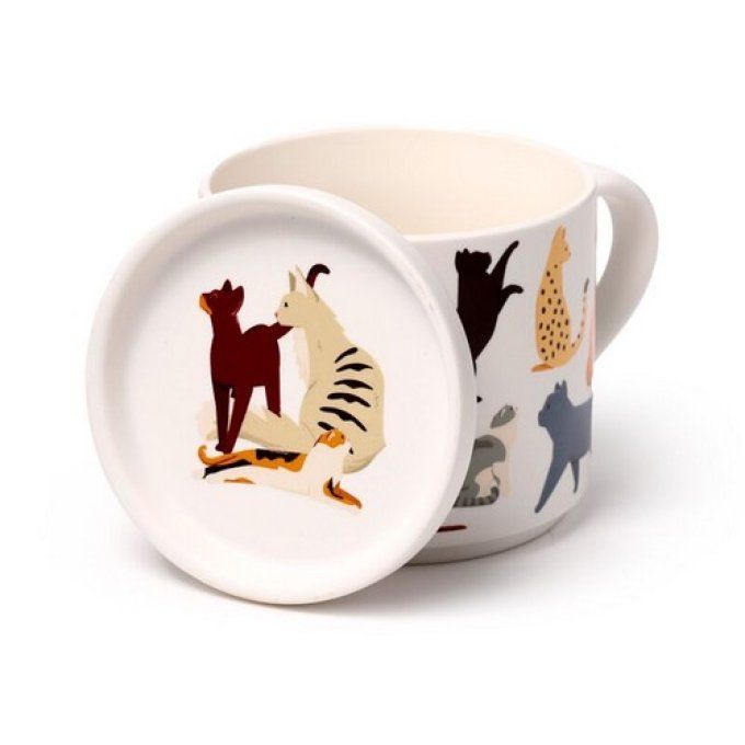 Ensemble Mug Porcelaine & Dessous de Tasse - Feline Fine Chats 