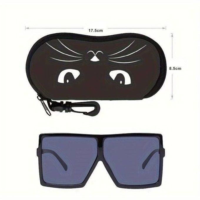 Etui souple à lunettes regard de chat noir.